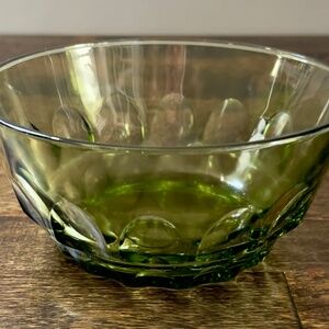 Hazel-Atlas 'Reflection' Green Thumbprint Bowl, 5"